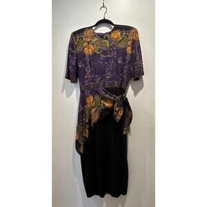 Vintage Phoebe Dress Women’s Size 10 Floral Print Faux Wrap Short Sleeve Rayon